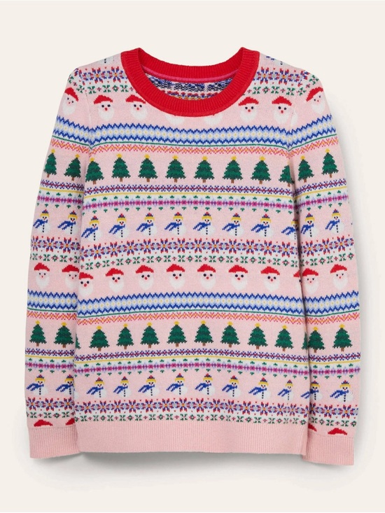 Boden Sweaters - Boden Chaldon Stitch Christmas Holiday Fair Isle Pink Crewneck Sweater